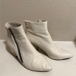 White Leather Ankle Boots